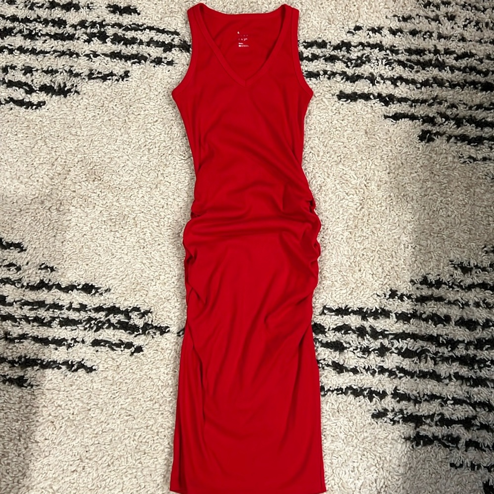 A New Day (Target Brand) Red Sleeveless Maternity Ribbed Dress